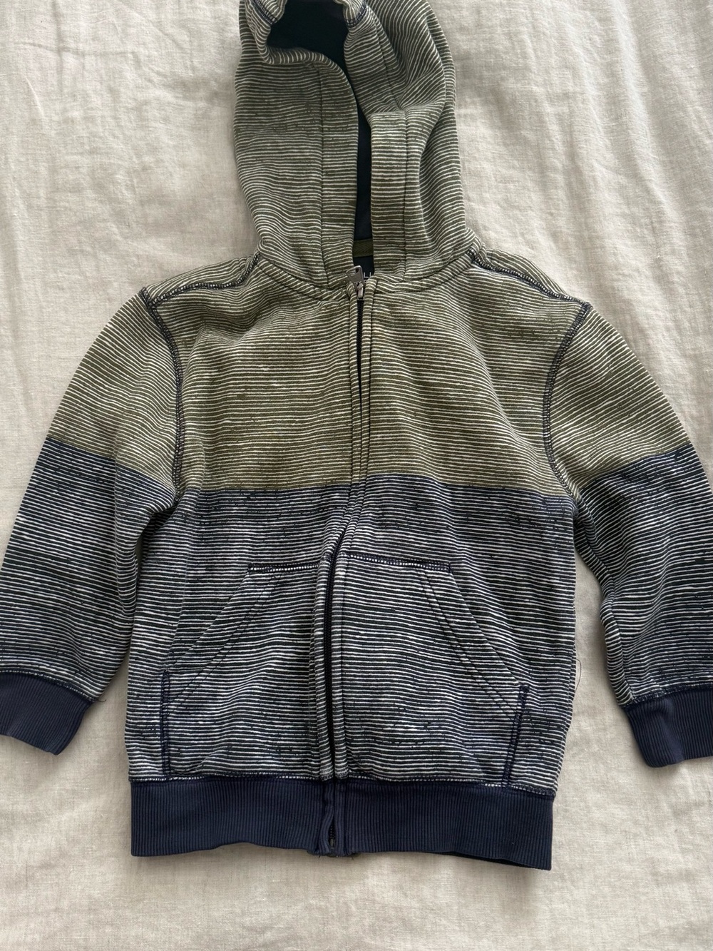 Falls Creek Striped Zip Hoodie in Olive Green & Navy